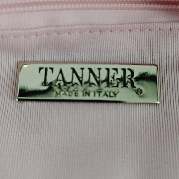 TANNER Made In Italy Pink Coral Suede Top Handle Small Tote Bag Removable Straps - Picture 9 of 10